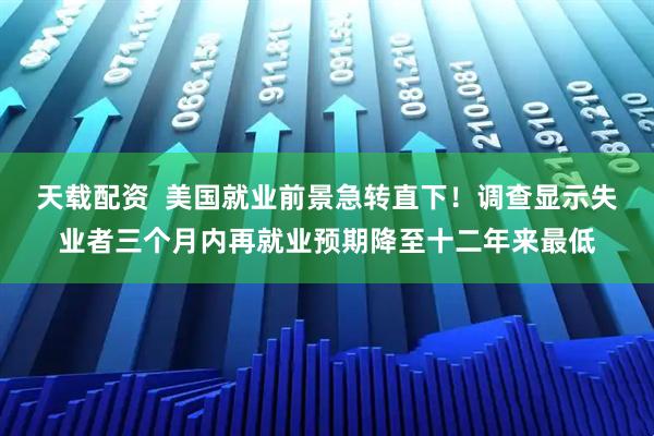 天载配资  美国就业前景急转直下！调查显示失业者三个月内再就业预期降至十二年来最低