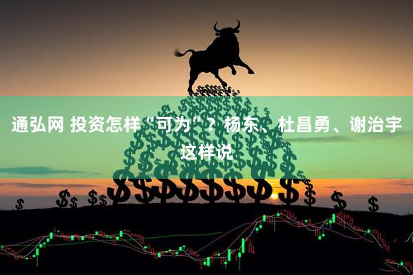 通弘网 投资怎样“可为”？杨东、杜昌勇、谢治宇这样说