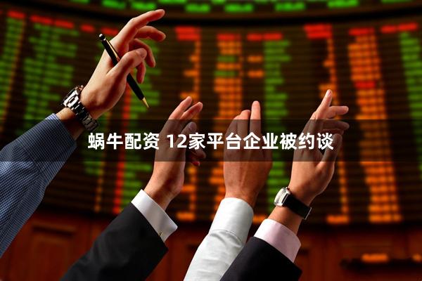 蜗牛配资 12家平台企业被约谈